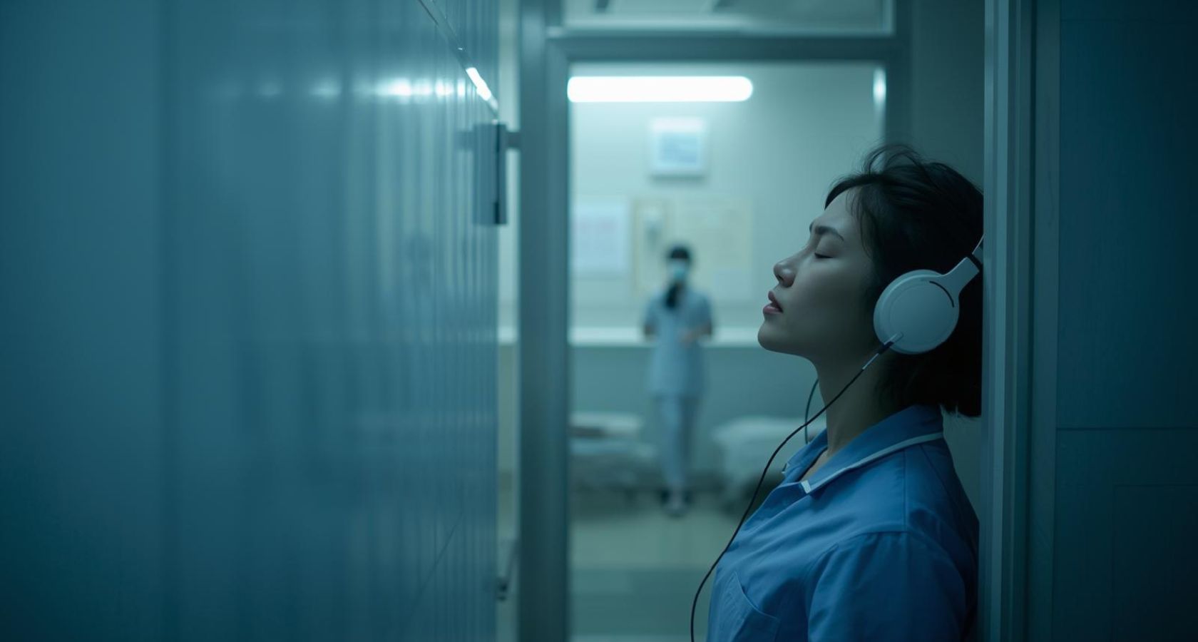 夜勤看護師がリラックスしている様子